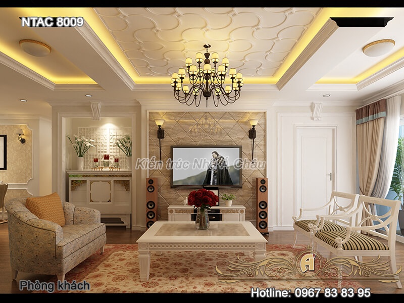 Thiết kế nội thất căn hộ chung cư với gam màu trắng tinh tế – NTAC 8009