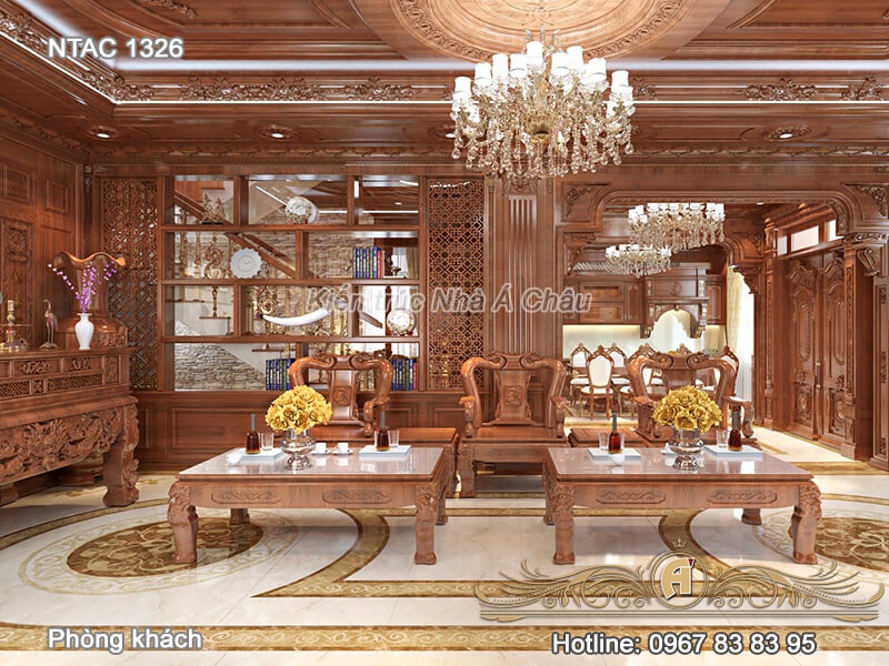 Thiết kế nội thất biệt thự bằng gỗ tự nhiên – NTAC 1326