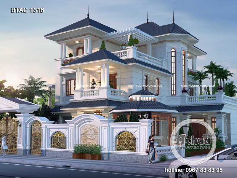 Thiết kế nhà biệt thự 3 tầng đẹp – Biệt thự ở Ninh Bình – BTAC 1316