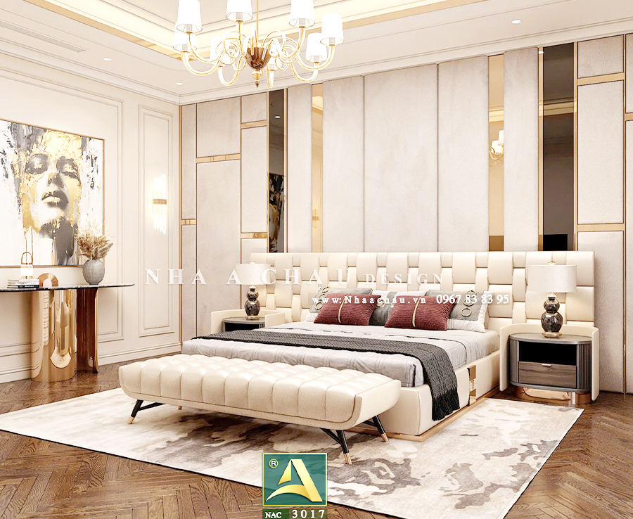Thiết kế nội thất phòng ngủ biệt thự hiện đại sang trọng nac3017